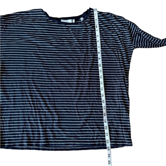 Vince XS Pima Cotton Basics Top Striped Navy White Thin Soft - Picture 7 of 8